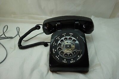 Vintage Telephone Rotary Black Desk Phone Western Electric Model 500 Works Nice Ebay