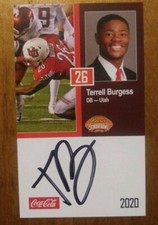 Terrell Burgess 2020 Senior Bowl Card  Signed Autographed Utah Utes