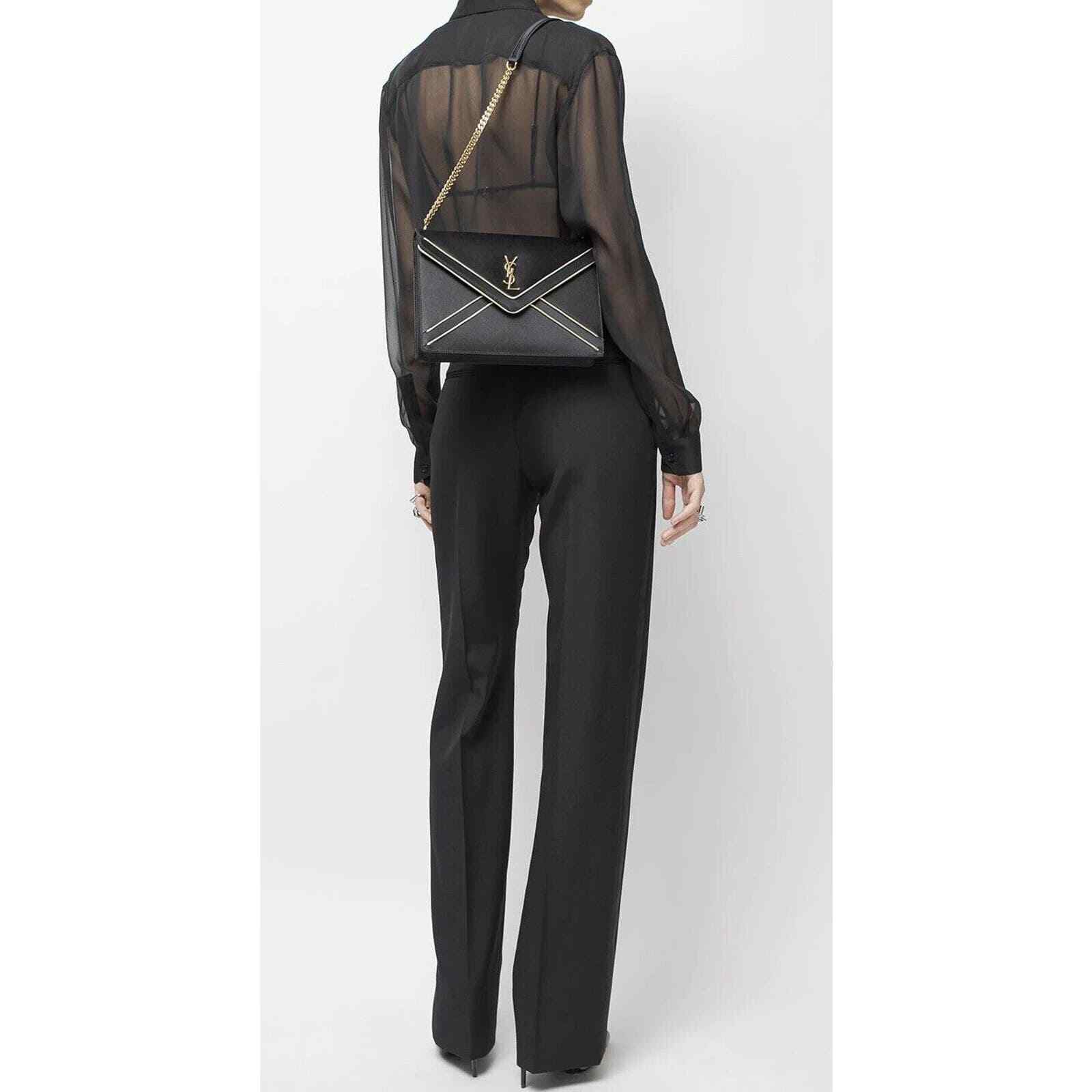 $2100 NUOVA borsa a tracolla borsa a tracolla Saint Laurent YSL Gaby nera in raso