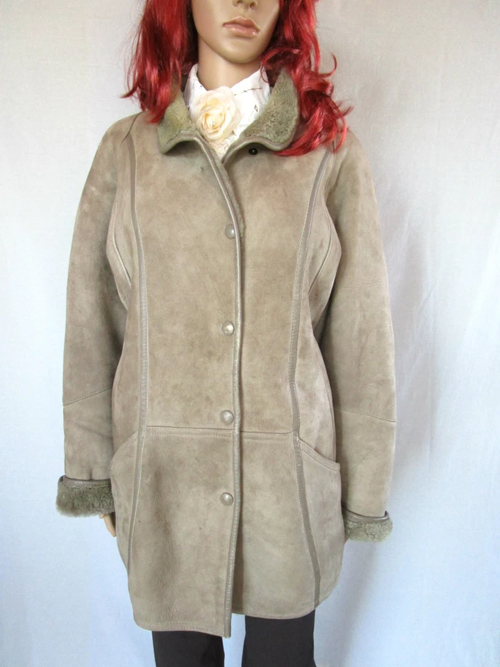 Mujer De Colección Retro Años 70 Cuero Piel de Oveja Gamuza Chaqueta Abrigo Talla Grande XL AP51 Foto 2 de 4