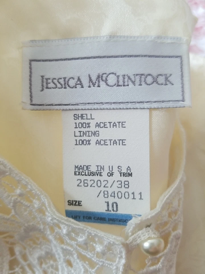Jessica McClintock VTG Ivory Satin & Lace 2 PC Skirt Suit Bridal Occasion Sz 10 - Image 2 of 4