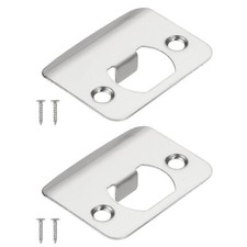 2Pcs Door Strike Plate 2-1/4"x1-3/4", Round Corner Extended Lip Latch, Silver