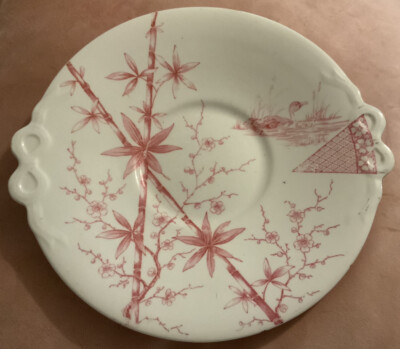 Vintage Torten-/Brotteller mit Blumenmuster rosa Blumen Ente 25,5 cm breit