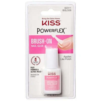 Kiss False Nails Powerflex Nail Glue - Brush On Glue 5g - Applies Like Polish