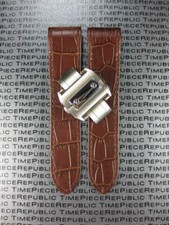 23mm Brown Leather Strap Watch Band Buckle Set Large for Cartier Santos 100 XL