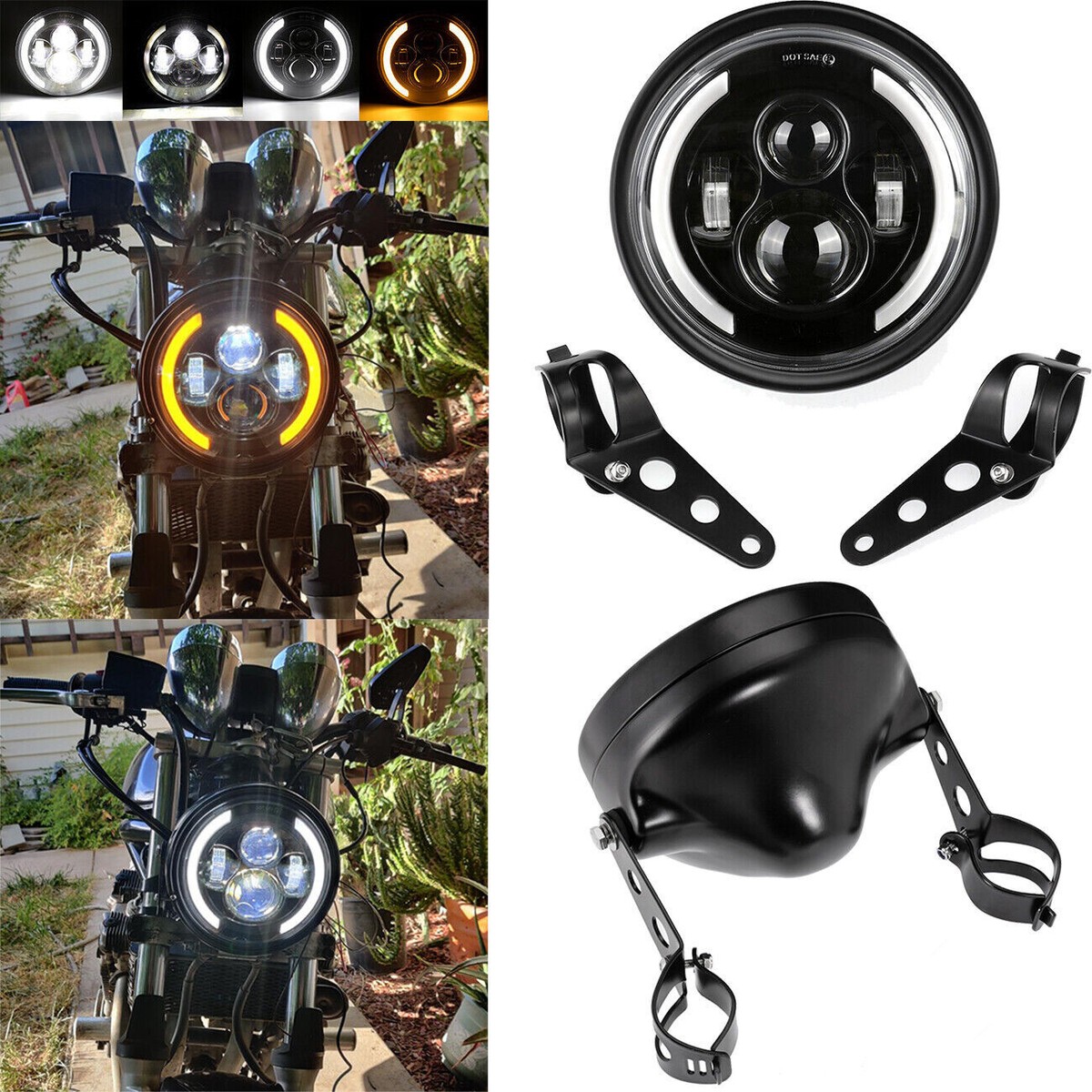 For Yamaha Road Star Silverado XV1600 7'' LED Headlight +Mount