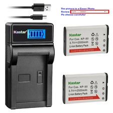 Kastar Battery LCD USB Charger for Casio NP-90 NP90 NP-90DBA Exilim EX-H20GSR
