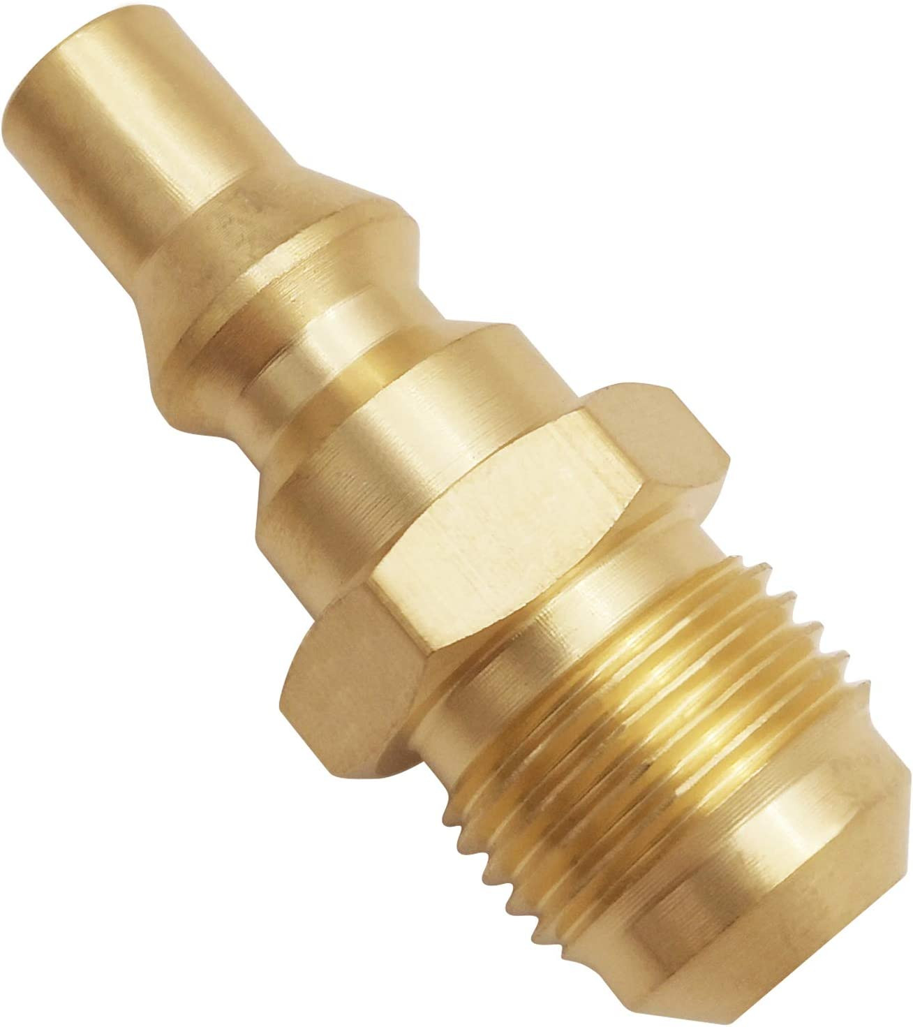 MENSI 3/8" Male Flare X 1/4" Quick Connect Plug for Female Flare Propane Extensi
