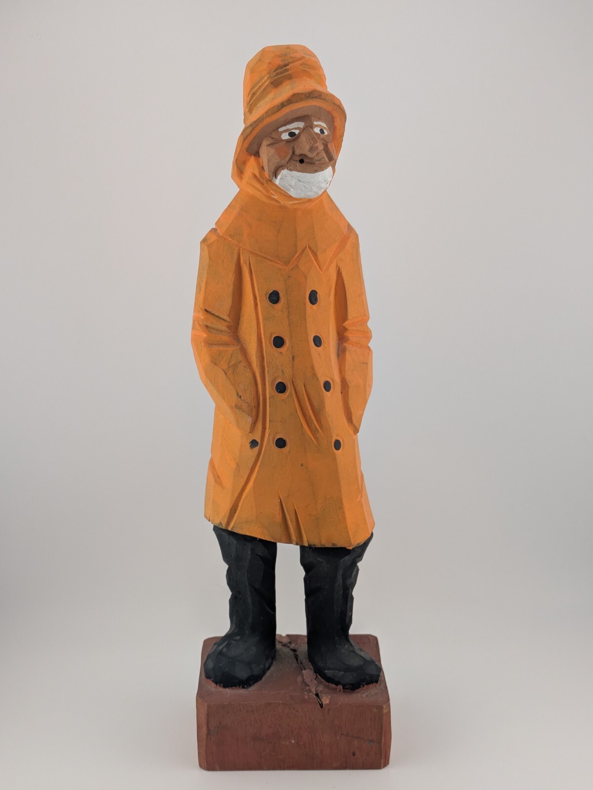 Vintage Hand Carved Wood Old Salt Maine Sea Ship Captain 12” Figure