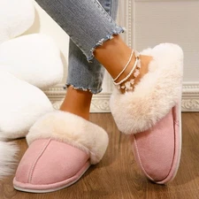 Women's Coral Fleece Slippers With Memory Foam Slip-on House Shoes Indoor