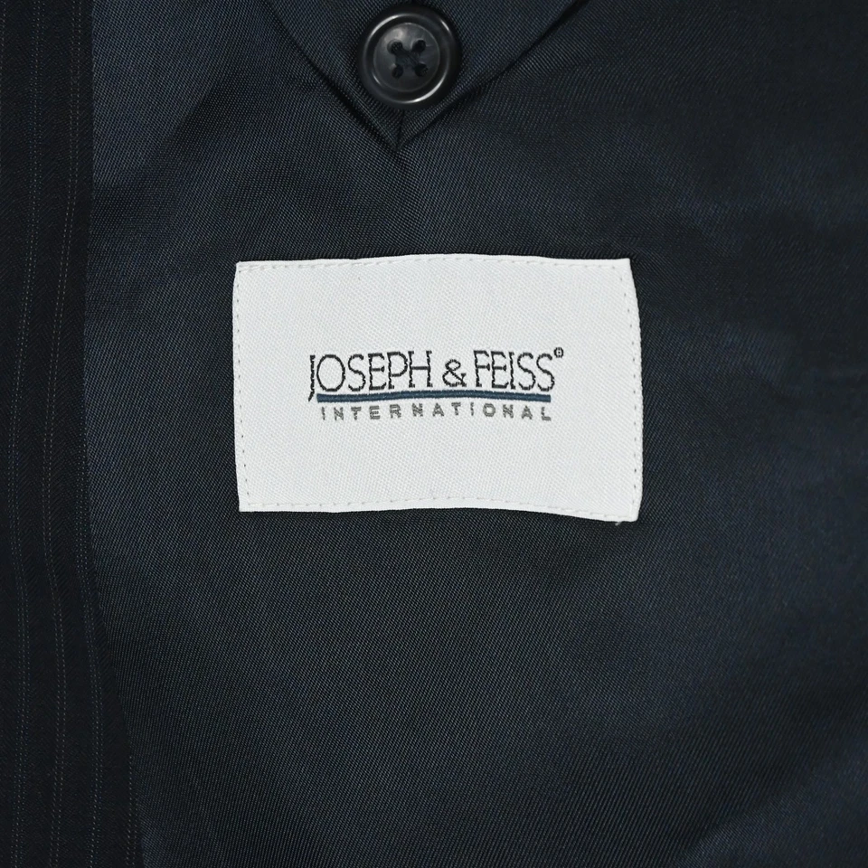 Joseph & Feiss 54L 52x30 Navy Blue Striped 100% Wool Mens Jacket Pants Suit - Image 4 of 4