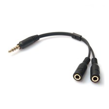 3.5mm Stereo Audio Male to 2 Female Headphone Mic Y Splitter Cable Adapter