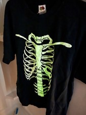Vintage Skeleton Chest Shirt Black Faded Anatomy Bones Glow In Dark 90s Misfits