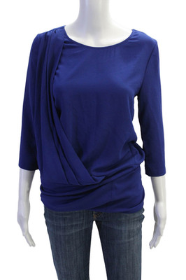 IRO Women Blue Round Neck 3/4 Sleeve Blouse Size 1