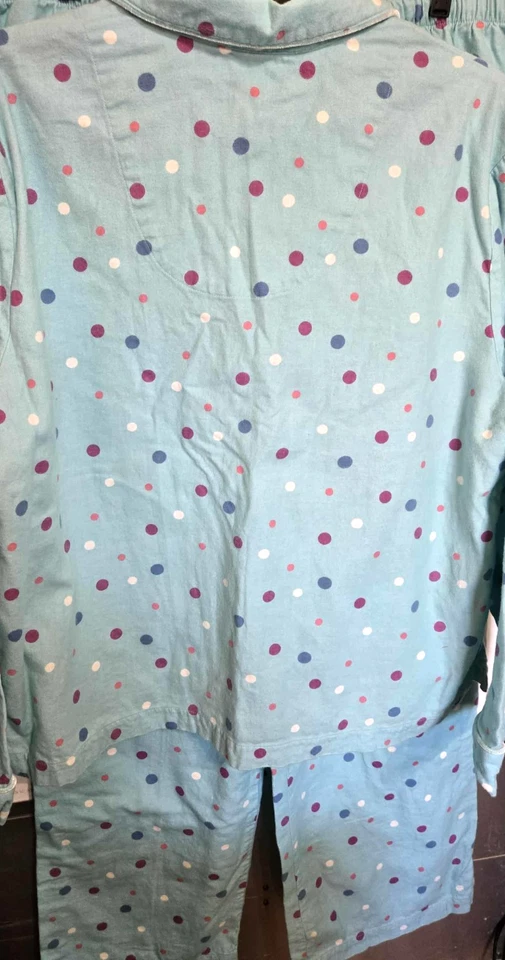 Conjunto de pijama Sonoma ropa de dormir azul aguamarina con lunares informal acogedor franela XL A900 Foto 2 de 4