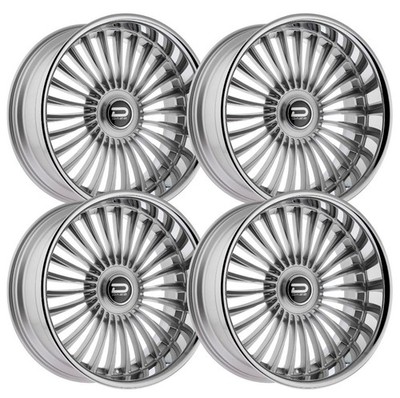 (Set-4) Dazz Merlot 24x10 5x5/5x127 Silver Chrome 0mm Wheels Rims 24 Inch