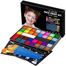 Face Painting Kit for Kids, 36 Colors Water Activated Face Paint with Brushes 