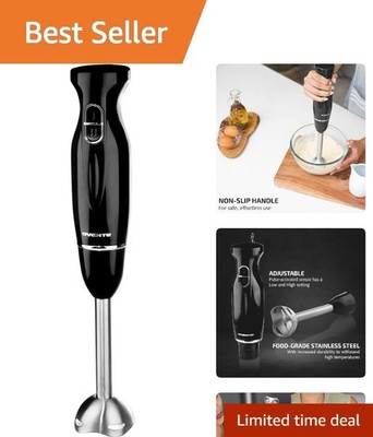 300W Immersion Hand Blender in Black - Effortless Mixing for Smoothies & Purees