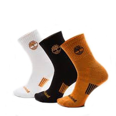 TB0A1XEX Timberland Men's Newmarket Village 3-Pack Shortie Crew Socks, Wheat