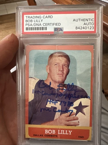 Bob Lilly Dallas Cowboys 1963 Topps Rookie RC PSA  Signed INSCRIPTIONS