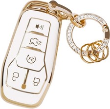 Key Fob Cover - Soft TPU Key Fob Case Shell Cover Holder for Ford A-White