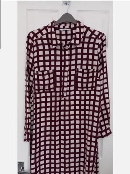 Women Jasper Conran Dress Burgundy Viscose 40 / L #9K5P