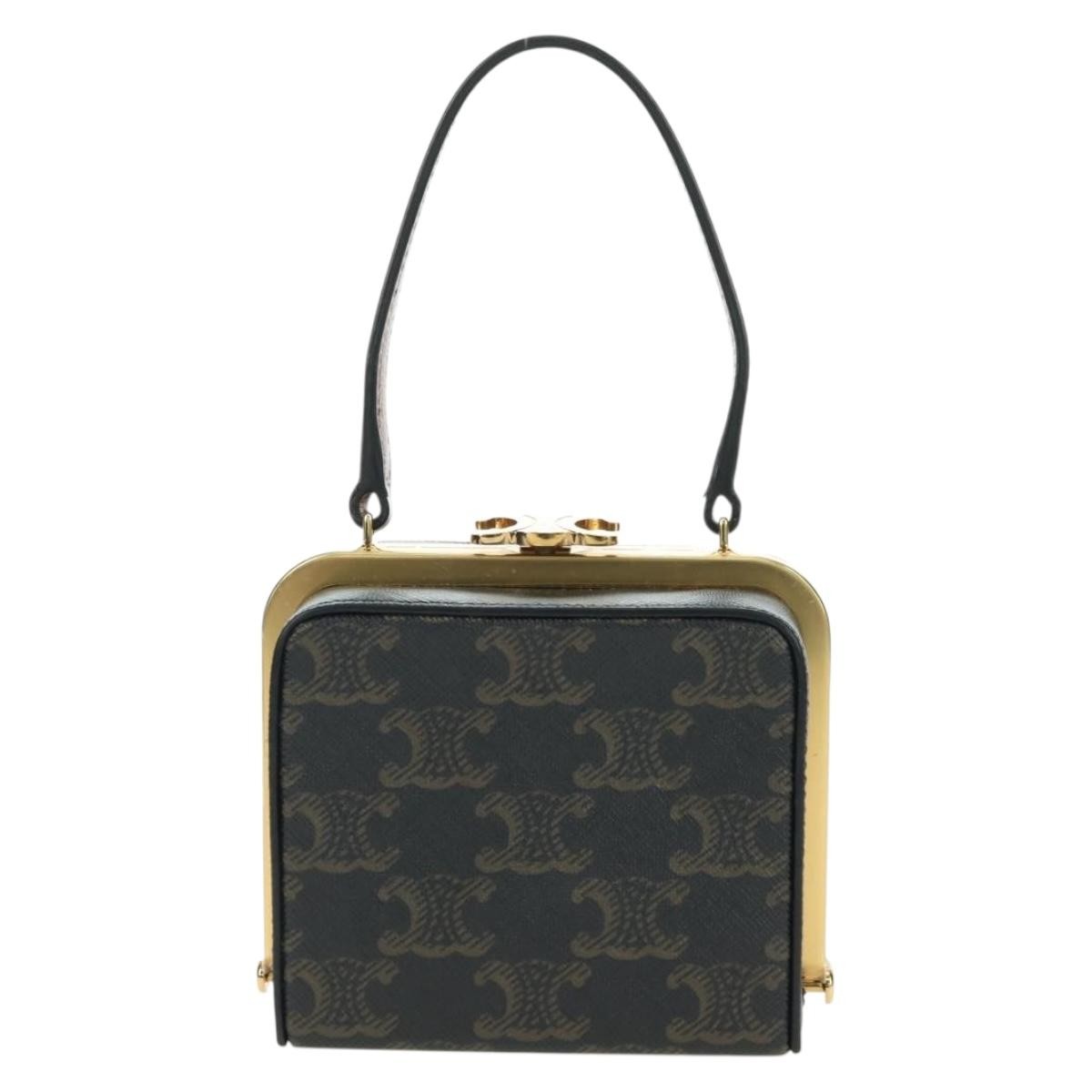 CELINE Triomphe Macadam Canvas Mini Vanity Case PVC Leather Black Auth 179589M image 2