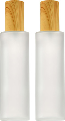 2Pcs 120Ml 4Oz Empty Refillable Frosted Glass Lotion Bottle with White