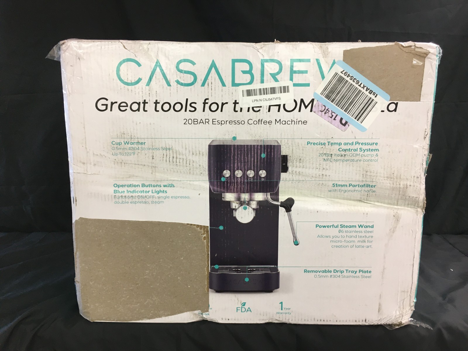 CASABREWS 3700 Essential 20 Bar Espresso Machine w/ Milk Steamer - Blue