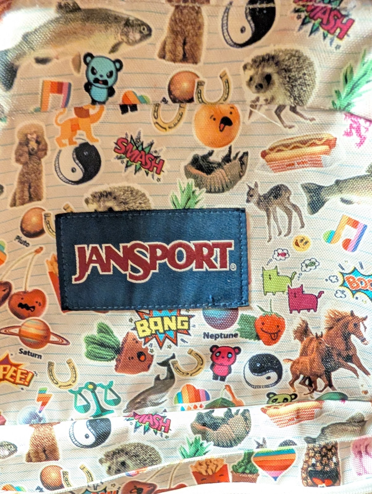 JanSport SuperBreak Backpack Multicolor Sticker Collage Print Retro Icons 16.7" image 5