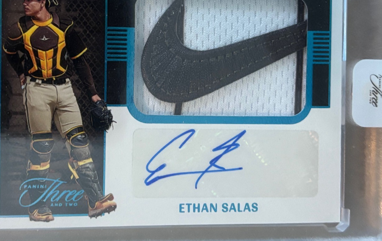2023 Panini Three & Two ETHAN SALAS One of One Patch Auto RC 1/1 PADRES view 3
