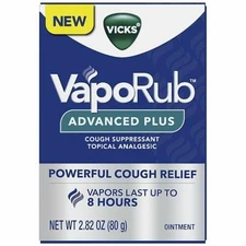 2 PACK Vicks VapoRub *10/2025* Advanced Plus Cough Suppressant Topical Chest Rub