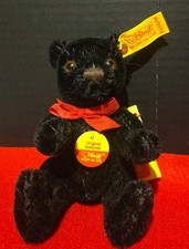 Vintage Steiff Small Black Articulated Mohair Teddy Bear 0209/15 W/ Tags 5" NEW!