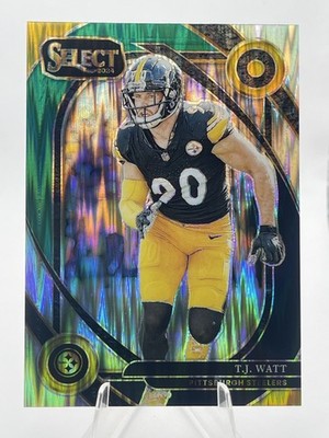 2024 Panini Select - Club Level T.J. Watt #294 Black & Green Shock Prizm