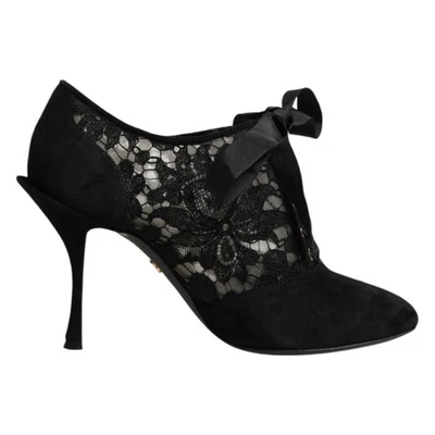 Chaussures DOLCE & GABBANA escarpins noirs à talons hauts à fleurs EU37,5 /US... - Photo 1/4
