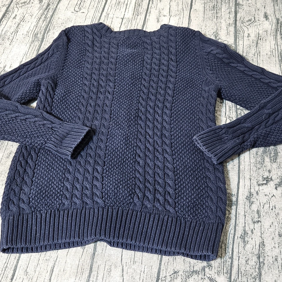 L.L. Cárdigan Suéter Bean Niñas Azul Tejido con Cable Botón S Pequeño Manga Larga Niño Foto 3 de 4