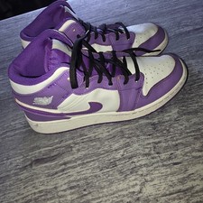 Jordan 1 Mid Purple Venom White Kids Sneakers DQ8423-511 Size 5Y
