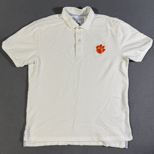 Clemson Tigers Southern Tide Polo Shirt Mens Size Medium White Embroidered