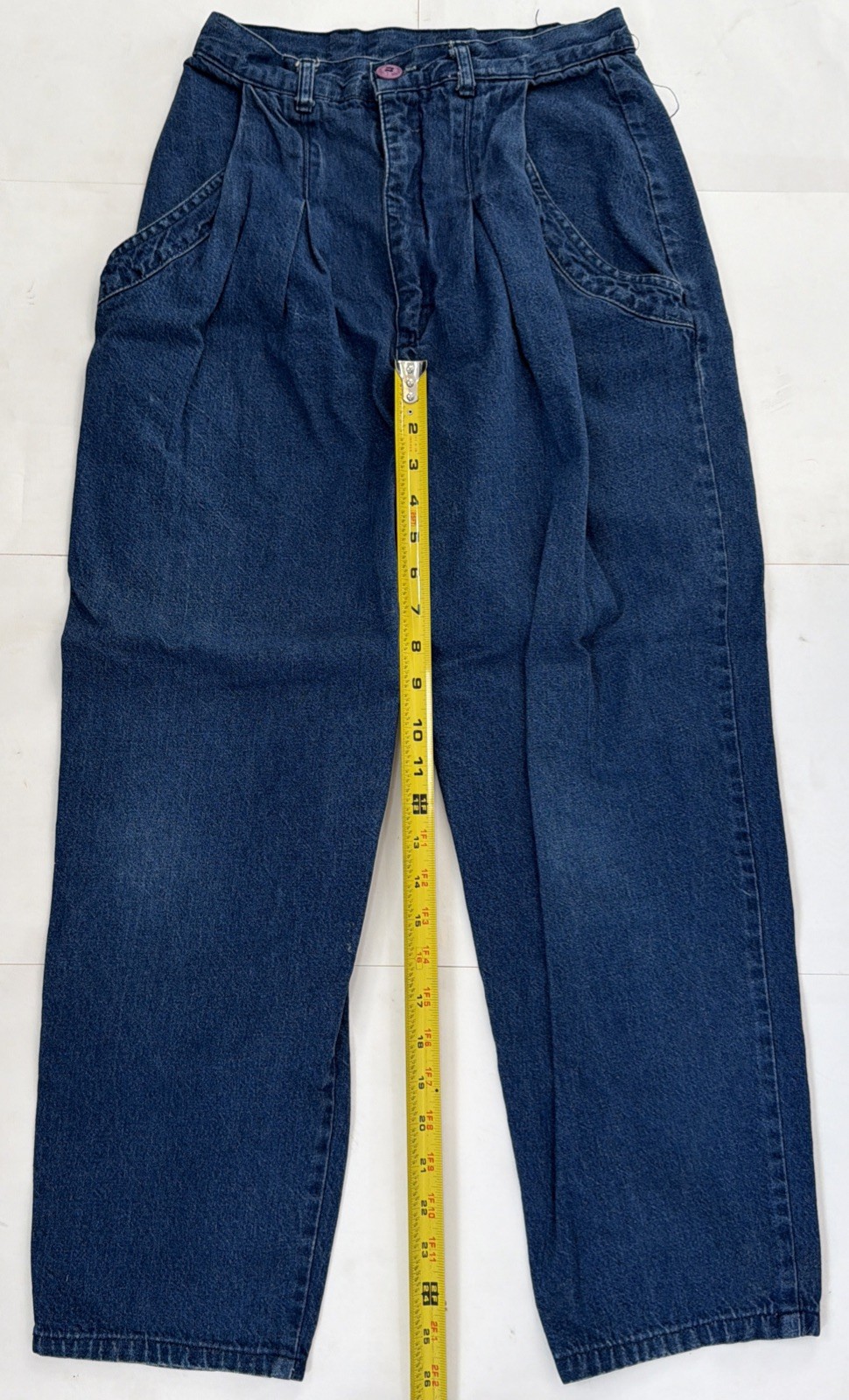 Vintage 90s Cherokee Women's High Rise Denim Blue Jeans Pleated Pockets