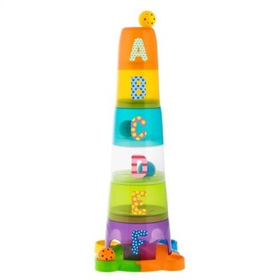 Chicco  2 In 1 Stapelbecher Und Kugelbahn Spielzeug farbige Becher NEU
