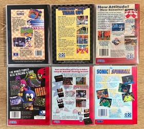 Game Cases Only - Sonic The Hedgehog 1-2-3, Knuckles, 3D Blast, Spinball
