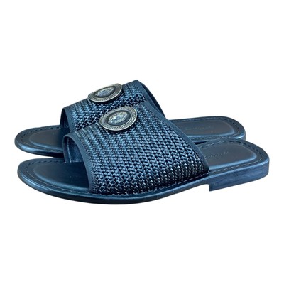 Re Ferdinando Vero Cuoio Medusa the lion Black Slides sandal Slippers