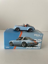 Pop Race 1/64 Porsche Singer Targa Light Blue & Orange  Pre- Owned