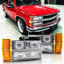 For 1994-1998 Chevy Silverado Headlights Obs Ck 1500 2500 3500 W Bumper Lamps