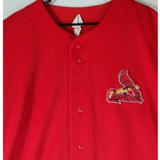 True Fan St Louis Cardinals MLB Baseball Jersey Mens XXL Red Button Up Dynasty