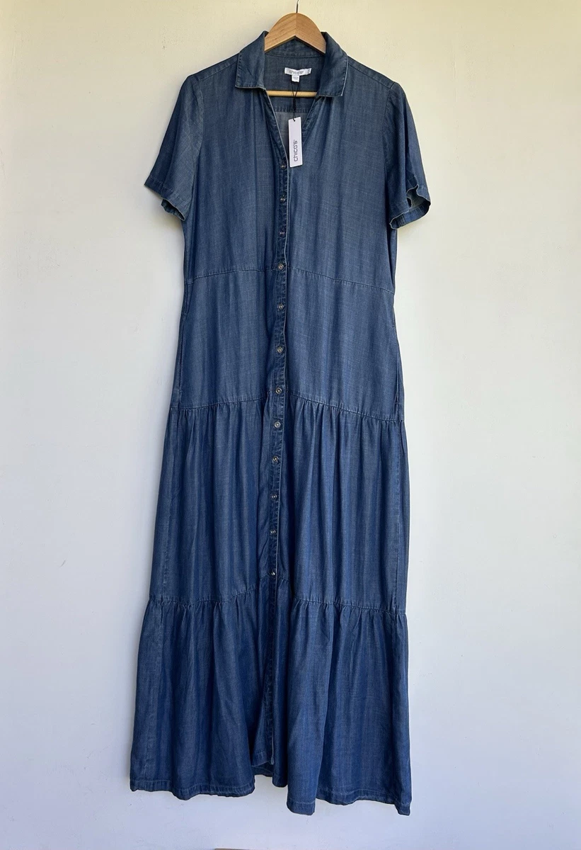 chinese dress ladies CIDER Denim Ruffle Cami Maxi Dress: Denim, XXS at Amazon Women's Clothing  store