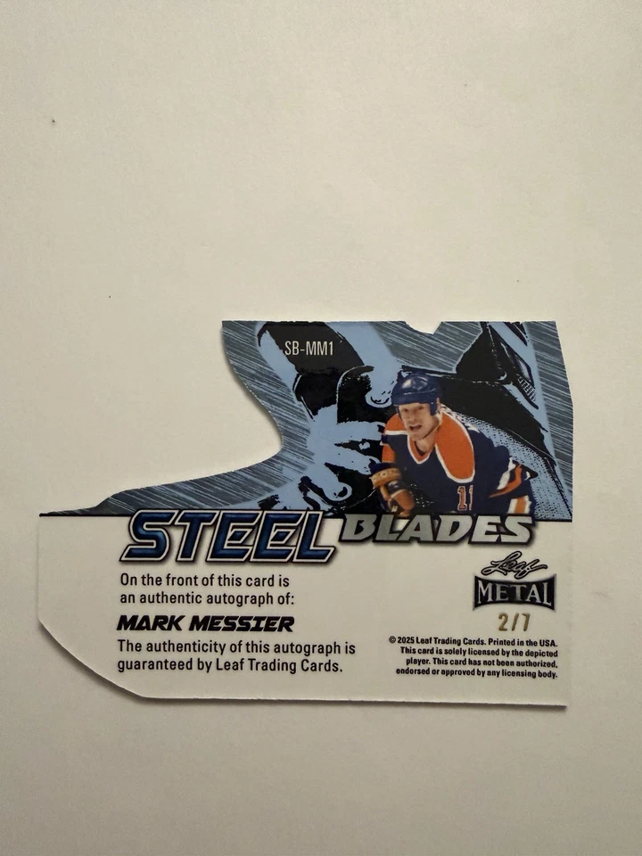 2025 Leaf Metal Hockey Legends MARK MESSIER Steel Blades Purple Shimmer Auto 2/7 - Image 2 of 2