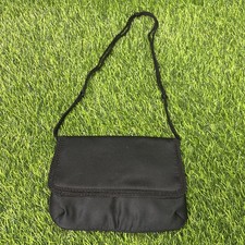 Vintage 1950s Black Satin Evening Bag Made In Macau Formal Clutch Purse