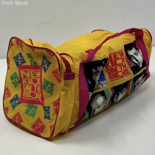 Vintage 1990 New Kids on the Block NKOTB Yellow Duffle Overnight Travel Bag