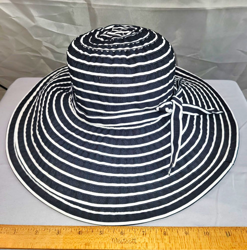 San Diego Hat Co. Women’s Sun Hat Blue/White Striped Wide Brim Bow